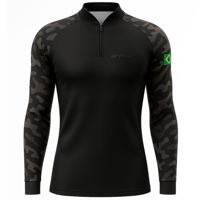 Camisa Preta Camuflada Proteção UV50+
